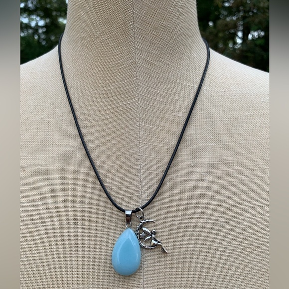 Handmade Teardrop Stone Amulet with Fairy Angel Star & Moon Charm - Picture 6 of 9